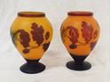 Picture of Pair of etched glass Galle style vases