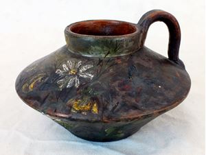 Picture of Antique redware vessel with flower design