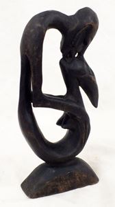 Picture of "The Kiss" African carved sculpture